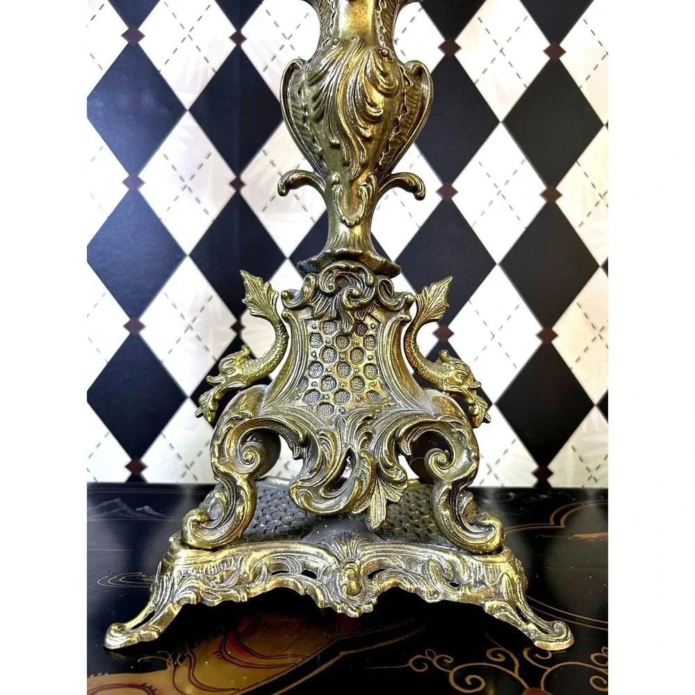 Grand-sized‎ Brass Rococo Candelabra Pair 28in Baroque 6 Arm Candle Holders